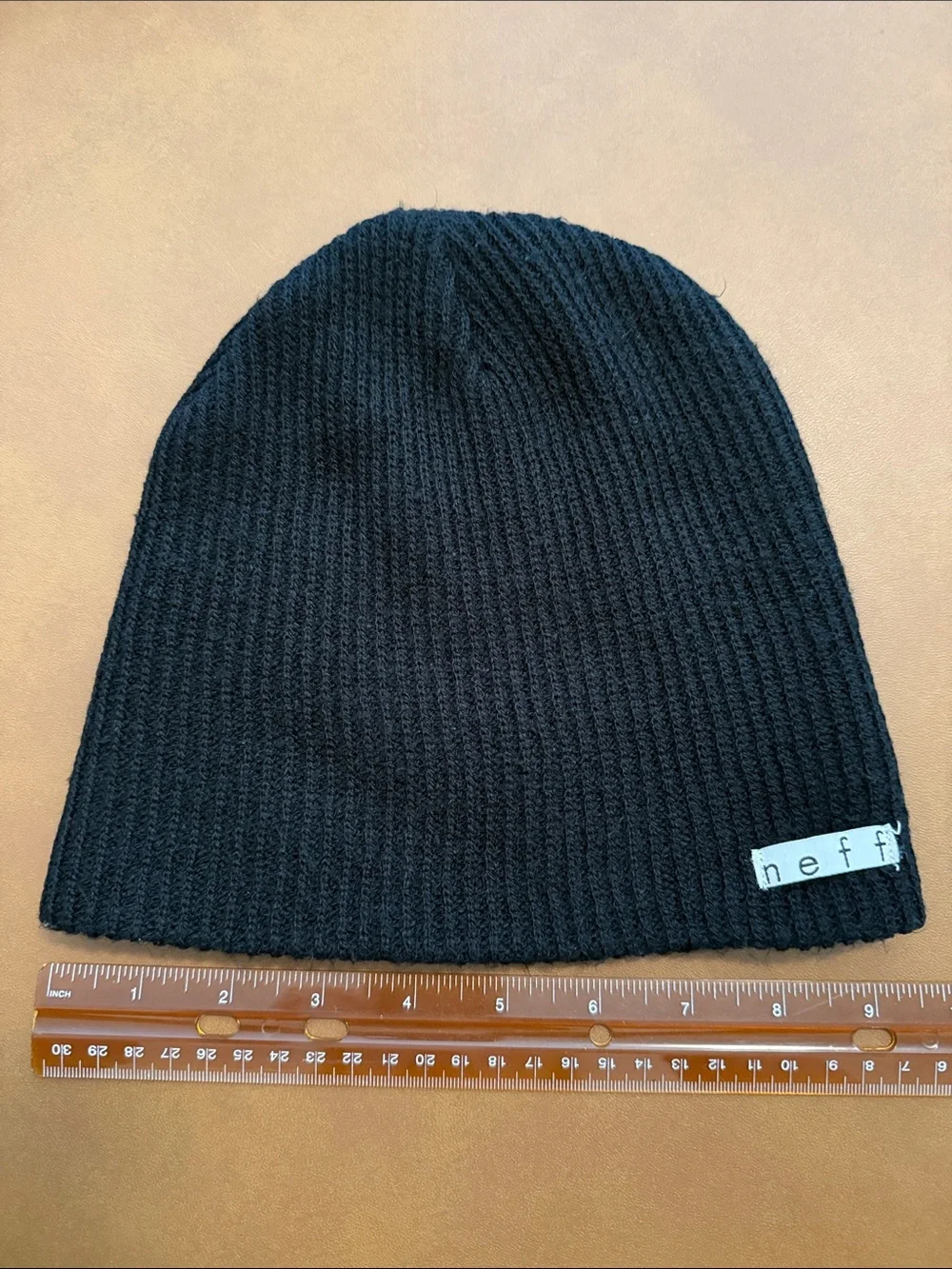 Neff Ribbed 100% Acrylic Knit Black Beanie, Unisex, One Size